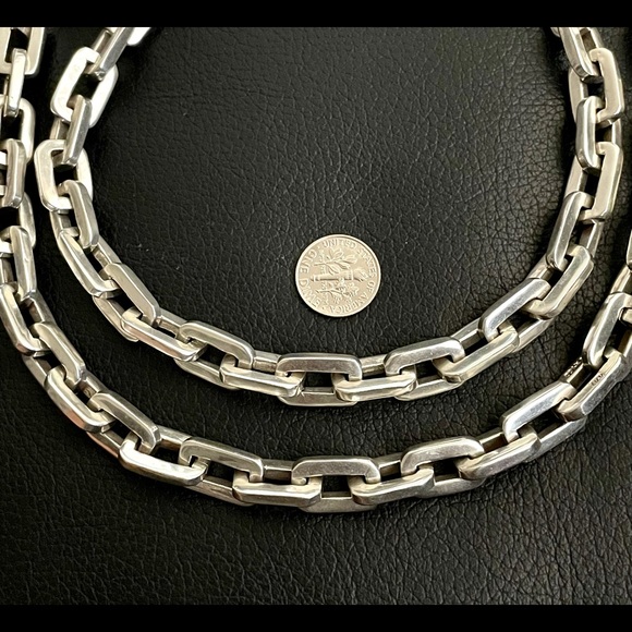 Vintage Mexico Sterling silver .925 Solid Square Link Chain Necklace - Picture 6 of 9